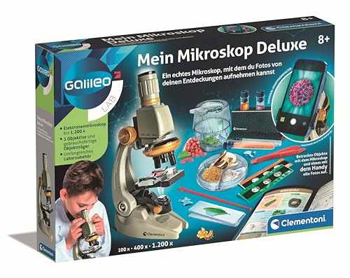 Galileo Lab Mein Mikroskop Deluxe - Experimentierkasten mit echtem Mikroskop & Smartphone-Halter, für Kinder ab 8 Jahren - 59349 von Clementoni von Clementoni