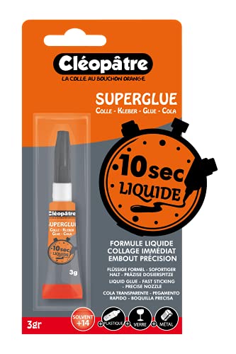 Cléopâtre Superkleber Flüssig - Metall, Kunststoff, Glas - Transparent - Wasserfest - Präzisionsspitze - 3g von Cléopâtre