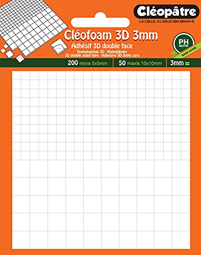 CLEOPATRE - SCRAP-M3 Cléofoam-Quadratschaum in 3 mm Stärke vorgeschnitten (200 Minis + 50 Maxis) von Cléopâtre