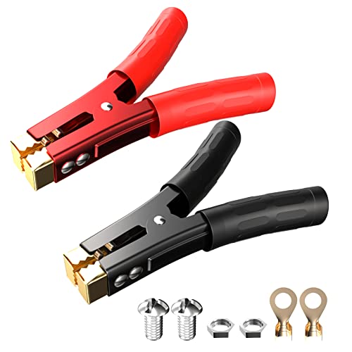 Cleqee 2 Stück Heavy Duty Krokodilklemmen 1000A Auto-Batterie-Ladegerät Klemmen Power Ersatz Batterie Alligator Clips Jumper Kabelklemmen Schweißer Clips für Auto Automobil Fahrzeug Boot von Cleqee
