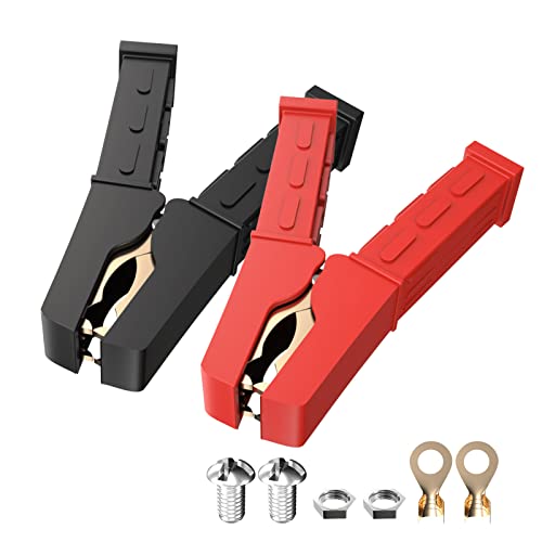 Cleqee Heavy Duty Krokodilklemmen 500A Auto-Batterie-Ladegerät Klemmen 2 Stück Power Replacement Battery Alligator Clips Jumper Kabelklemmen Schweißer Clips für Auto Automotive Fahrzeug Boot von Cleqee