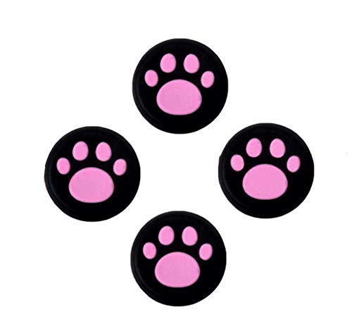 Analoges Silikon-Joystick Joystick-Griffe, Kappe, Abdeckung für Daumenstick für PS4, PS3, Xbox One, Xbox 360, PS2 Controller (4 x rosa Katzen- und Hundepfoten) von Cleveland Morse