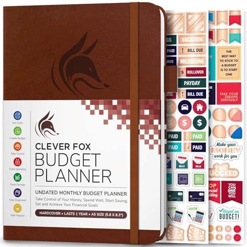Clever Fox Budget Planer - Ausgaben Tracker Botizbuch. Monatliches Budgetierungsjournal, Finanzplaner und Rechnungsbuch zur Kontrolle Ihres Geldes, A5 - Braun (Englisch) von Clever Fox