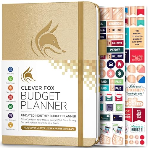 Clever Fox Budget Planer - Ausgaben Tracker Botizbuch. Monatliches Budgetierungsjournal, Finanzplaner und Rechnungsbuch zur Kontrolle Ihres Geldes, A5 - Gold (Englisch) von Clever Fox
