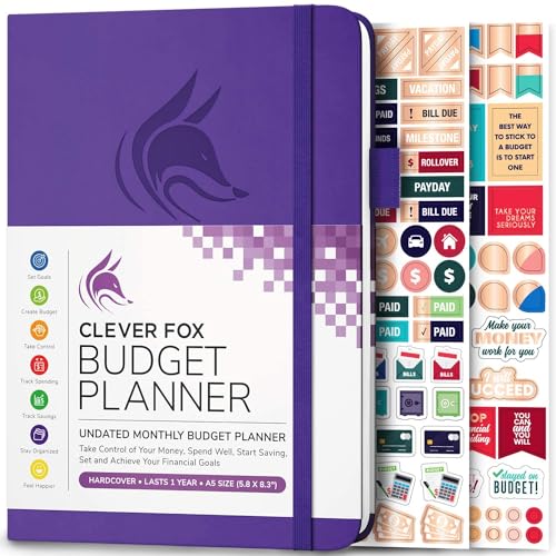 Clever Fox Budget Planer - Ausgaben Tracker Botizbuch. Monatliches Budgetierungsjournal, Finanzplaner und Rechnungsbuch zur Kontrolle Ihres Geldes, A5 - Lila (Englisch) von Clever Fox