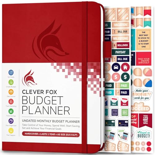 Clever Fox Budget Planer - Ausgaben Tracker Botizbuch. Monatliches Budgetierungsjournal, Finanzplaner und Rechnungsbuch zur Kontrolle Ihres Geldes, A5 - Rot (Englisch) von Clever Fox