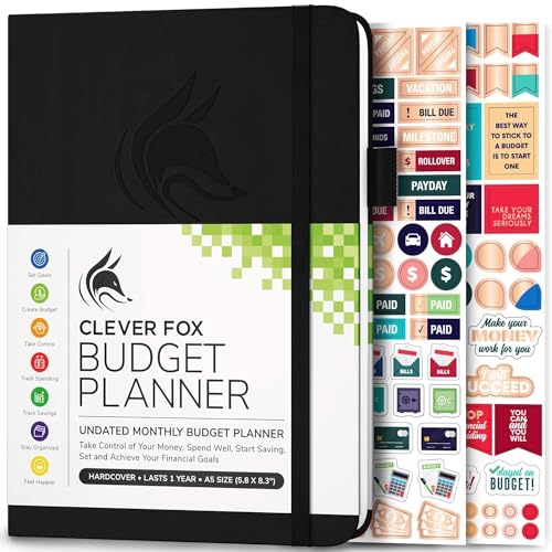 Clever Fox Budget Planer - Ausgaben Tracker Botizbuch. Monatliches Budgetierungsjournal, Finanzplaner und Rechnungsbuch zur Kontrolle Ihres Geldes, A5 - Schwarz (Englisch) von Clever Fox