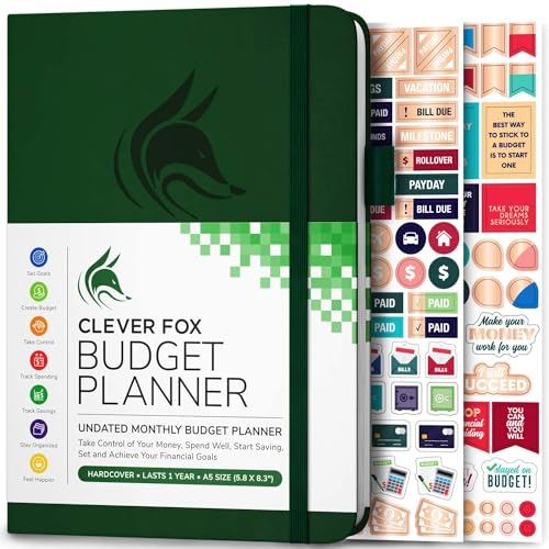 Clever Fox Budget Planer - Ausgaben Tracker Botizbuch. Monatliches Budgetierungsjournal, Finanzplaner und Rechnungsbuch zur Kontrolle Ihres Geldes, A5 - Waldgrün (Englisch) von Clever Fox