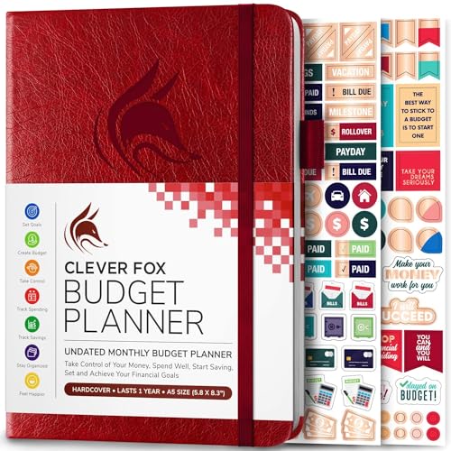 Clever Fox Budget Planer - Ausgaben Tracker Botizbuch. Monatliches Budgetierungsjournal, Finanzplaner und Rechnungsbuch zur Kontrolle Ihres Geldes, A5 - Weinrot (Englisch) von Clever Fox