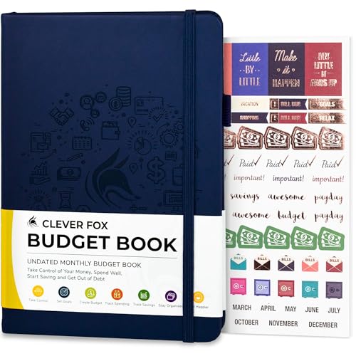 Clever Fox Budgetbuch - Finanzplaner-Organisator & Ausgaben-Tracker Notizbuch. Geld Planer-Kontobuch für die monatliche Haushaltsbudgetierung und persönliche Finanzen. Kompakte Größe - Dunkelblau von Clever Fox