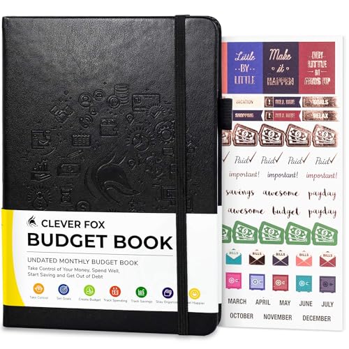 Clever Fox Budgetbuch - Finanzplaner-Organisator & Ausgaben-Tracker Notizbuch. Geld Planer-Kontobuch für die monatliche Haushaltsbudgetierung und persönliche Finanzen. Kompakte Größe - Schwarz von Clever Fox