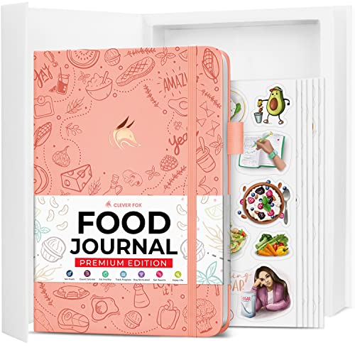 Clever Fox Food Journal Premium - Tägliches Mahlzeit-Tracking-Protokoll mit Kalorien-Tracker - Ernährung, Diät, Gewichtsverlust & bariatrisches Tagebuch (Hellrosa) von Clever Fox