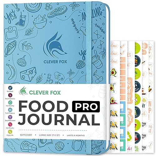 Clever Fox Food Journal Pro – Diät- und Wellness-Planer – Lebensmittelprotokoll – Mahlzeiten, Bewegung, Gewichtsverlust und Kalorien-Tracker, 18,5 x 26 cm (Hellblau) von Clever Fox