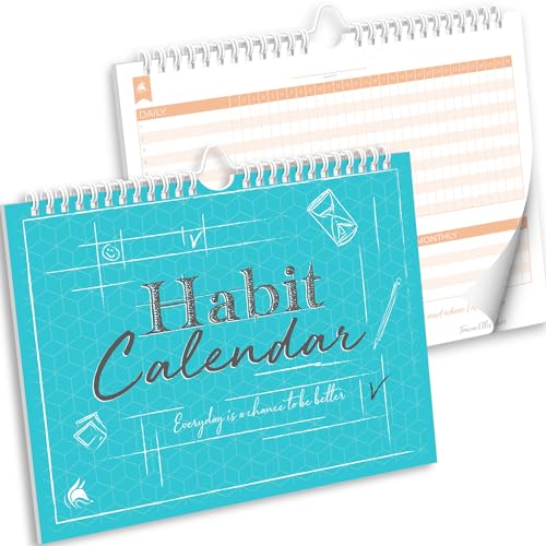 Clever Fox Habit Tracker Kalender,Inspirierender Tor-Tracker und Gewohnheitskalender für Atomgewohnheiten,24 Monate, 25.4x20.3 cm (türkis) von Clever Fox