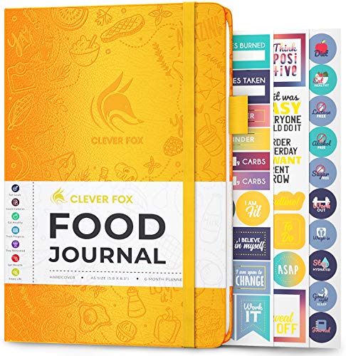 Clever Fox Lebensmittel Journal - Tägliches Ernährungstagebuch zur Verfolgung der Kalorien, Einhaltung einer gesunden Ernährung & Erreichen von Gewichtsverlustzielen - Bernsteingelb von Clever Fox