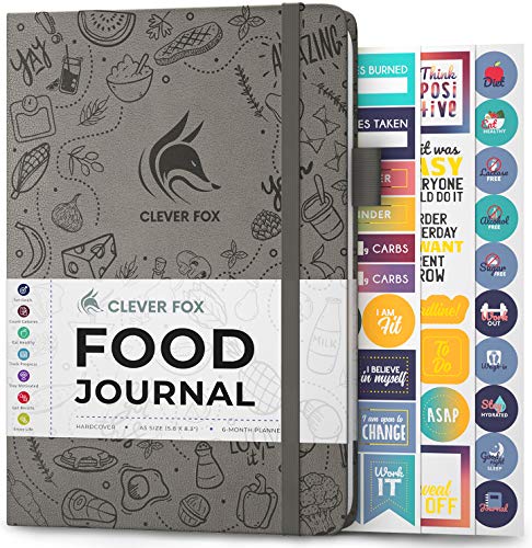 Clever Fox Lebensmittel Journal - Tägliches Ernährungstagebuch zur Verfolgung der Kalorien, Einhaltung einer gesunden Ernährung & Erreichen von Gewichtsverlustzielen - Grau von Clever Fox