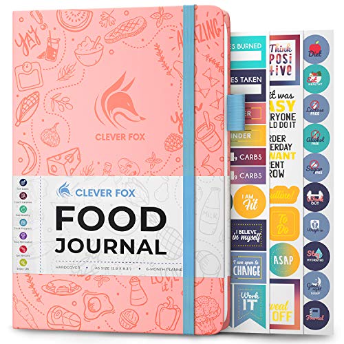 Clever Fox Lebensmittel Journal - Tägliches Ernährungstagebuch zur Verfolgung der Kalorien, Einhaltung einer gesunden Ernährung & Erreichen von Gewichtsverlustzielen - Hellrosa von Clever Fox