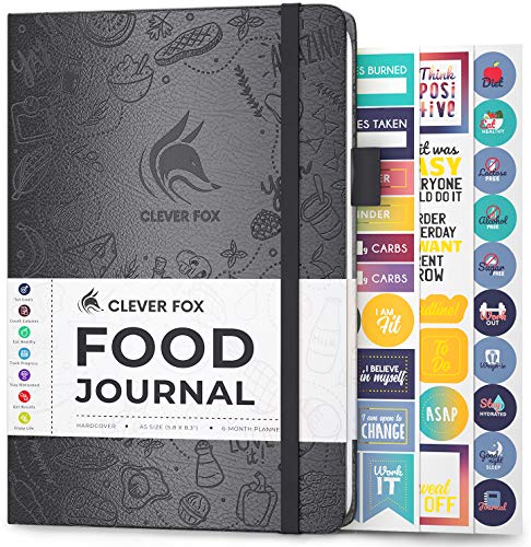 Clever Fox Lebensmittel Journal - Tägliches Ernährungstagebuch zur Verfolgung der Kalorien, Einhaltung einer gesunden Ernährung & Erreichen von Gewichtsverlustzielen - Silber Schwarz von Clever Fox