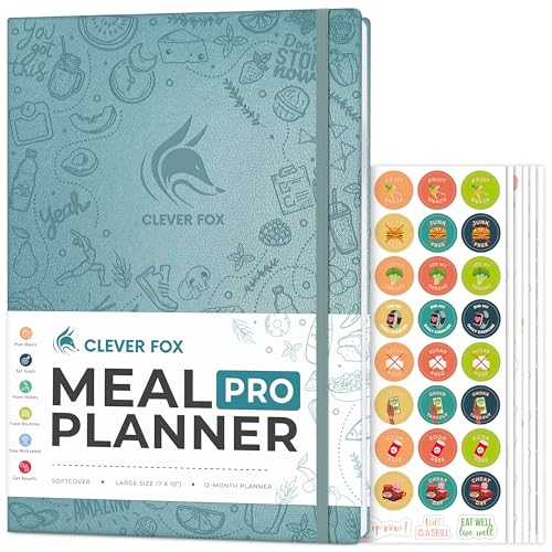Clever Fox Meal Planner PRO - Wöchentliches Meal Prep & Nutrition Journal mit Einkaufsliste & Gewichtsverlust-Tracker - Diät- & Fitness-Logbuch (Aquamarin) von Clever Fox