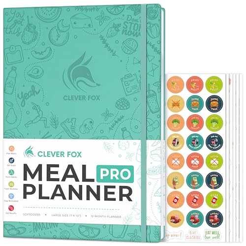 Clever Fox Meal Planner PRO - Wöchentliches Meal Prep & Nutrition Journal mit Einkaufsliste & Gewichtsverlust-Tracker - Diät- & Fitness-Logbuch (Türkis) von Clever Fox