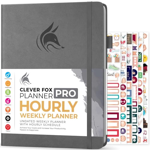 Clever Fox PRO Schedule - Undatierter Wöchentlicher und Monatlicher Lebensplaner mit Zeitfenstern, Terminkalender, Täglichem Organizer zur Steigerung der Produktivität, A4, 1 Jahr, Grau von Clever Fox