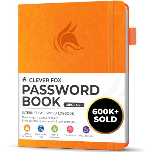 Clever Fox Passwortbuch mit Registerkarten - Adress- und Passwort-Organisationsbuch mit alphabetischen Registerkarten - Großes Passwortbuch für Computer- und Website-Logins, Gelb von Clever Fox