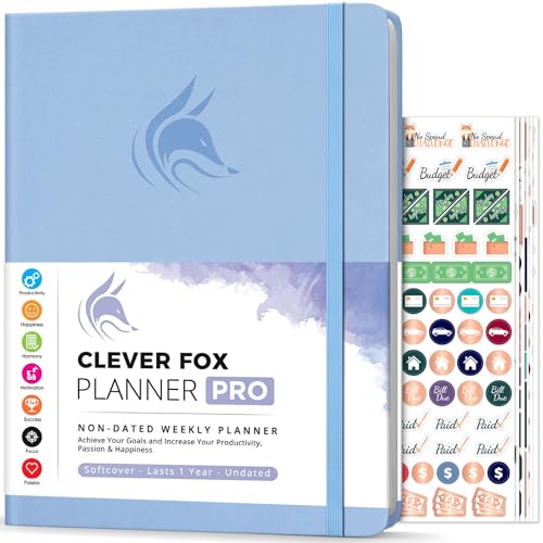 Clever Fox Planer PRO - Wöchentlicher & monatlicher Lebensplaner zur Steigerung der Produktivität (Immergrün (Undatiert), A4 (21.5 x 28cm) Englisch) von Clever Fox