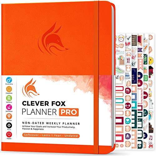 Clever Fox Planer PRO - Wöchentlicher & monatlicher Lebensplaner zur Steigerung der Produktivität (Orange (Undatiert), A4 (21.5 x 28cm) Englisch) von Clever Fox