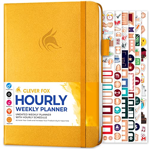 Clever Fox Planer Zeitplan - Undatierter Wochen- & Monatsplaner mit Zeitschlitzen, Terminbuch & Tagesorganizer, A5 (Gelb) von Clever Fox