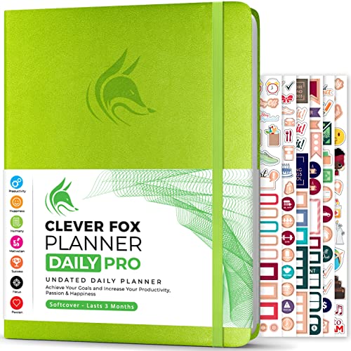 Clever Fox - Planner Daily PRO - A4, Täglicher Lebensplaner und Dankbarkeits-Tagebuch zur Steigerung der Produktivität, Zeitmanagements, Zum Erreichen Ihrer Ziele, Undatiert, 3 Monate, Grün von Clever Fox