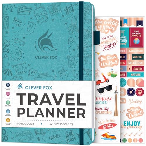 Clever Fox Reisetagebuch – Urlaubsplaner mit Budgetplan, Packliste, Ausgaben-Tracker & Reisetagebuch – Reiserouten-Organizer für Frauen, Männer & Paare – A5-Größe, Aquamarin von Clever Fox