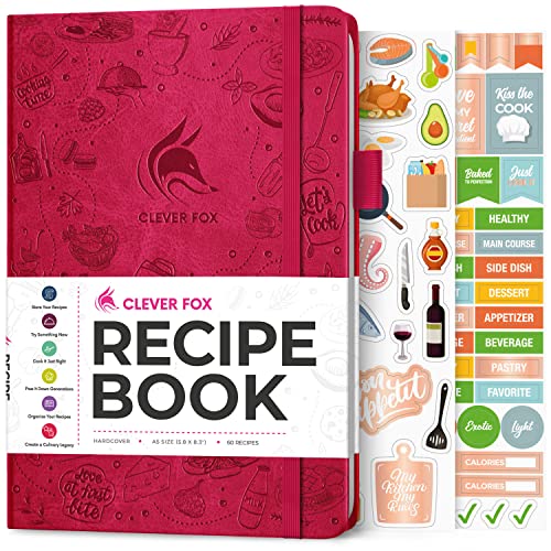 Clever Fox Rezeptbuch - Machen Sie Ihr eigenes Familienkochbuch, leeres Kochjournal zum Eintragen von Rezepten, A5 Hardcover, Platz für 60 Rezepte - Rosa (Englisch) von Clever Fox