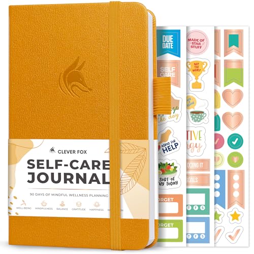 Clever Fox Self-Care Journal Pocket - Daily Reflection Notebook - Psychische Gesundheit & Persönliche Entwicklung, Meditation & Stimmungsprotokoll (Bernsteingelb) von Clever Fox