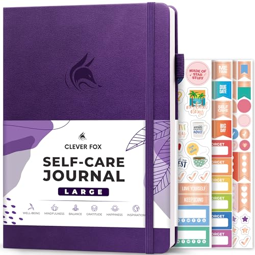Clever Fox Self-Care Journal - Wellness & Daily Reflection Notebook - Mental Health & Personal Development Journal - Self-Care, Meditation & Mood Journal for Women & Men - Large (Purple) von Clever Fox