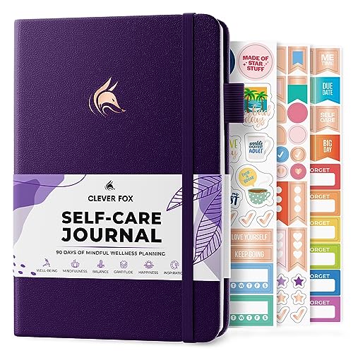 Clever Fox Self Care Tagebuch - Tägliche Reflexion Notizbuch - Mentale Gesundheit & Persönliche Entwicklung - Selbstfürsorge, Meditation & Stimmungsjournal für Frauen & Männer - A5 Größe (Lila) von Clever Fox