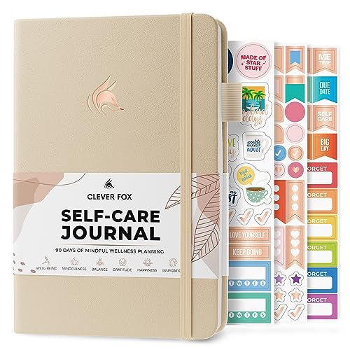 Clever Fox Self Care Tagebuch - Tägliche Reflexion Notizbuch - Mentale Gesundheit & Persönliche Entwicklung - Selbstfürsorge, Meditation & Stimmungsjournal für Frauen & Männer - A5 Größe (Muschel) von Clever Fox