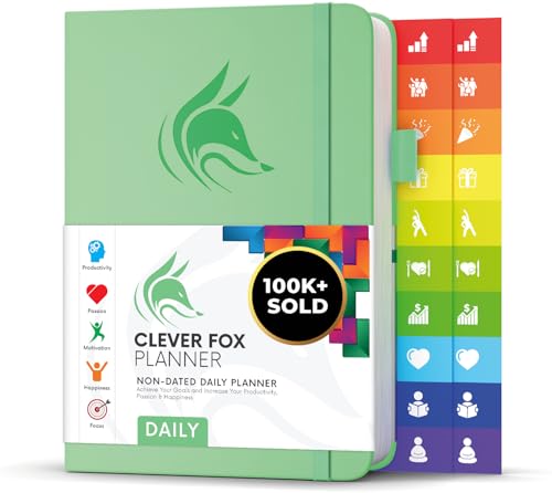 Clever Fox Tagesplaner - Bester Agenda & Tageskalender zur Steigerung deiner Produktivität, Zufriedenheit und Ziele - Persönlicher Tagesorganisator - A5, Undatiert - Mintgrün (Englisch) von Clever Fox