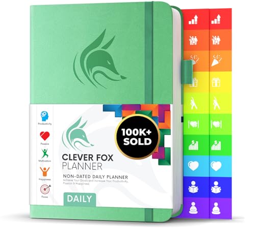 Clever Fox Tagesplaner - Bester Agenda & Tageskalender zur Steigerung deiner Produktivität, Zufriedenheit und Ziele - Persönlicher Tagesorganisator - A5, Undatiert - Minze (Englisch) von Clever Fox