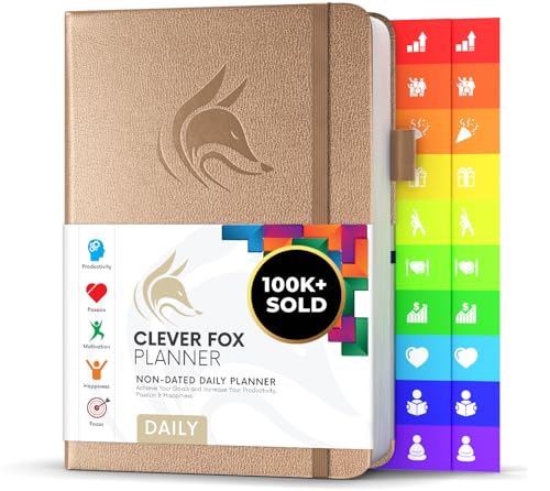 Clever Fox Tagesplaner - Bester Agenda & Tageskalender zur Steigerung deiner Produktivität, Zufriedenheit und Ziele - Persönlicher Tagesorganisator - A5, Undatiert - Muschel (Englisch) von Clever Fox