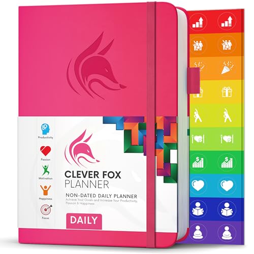 Clever Fox Tagesplaner - Bester Agenda & Tageskalender zur Steigerung deiner Produktivität, Zufriedenheit und Ziele - Persönlicher Tagesorganisator - A5, Undatiert - Rosa (Englisch) von Clever Fox