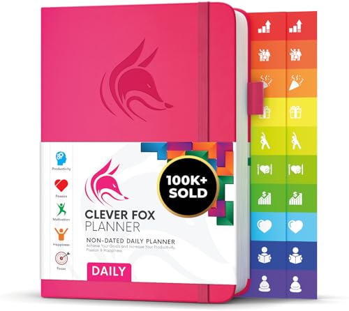 Clever Fox Tagesplaner - Bester Agenda & Tageskalender zur Steigerung deiner Produktivität, Zufriedenheit und Ziele - Persönlicher Tagesorganisator - A5, Undatiert - Rosa (Englisch) von Clever Fox