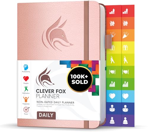 Clever Fox Tagesplaner - Bester Agenda & Tageskalender zur Steigerung deiner Produktivität, Zufriedenheit und Ziele - Persönlicher Tagesorganisator - A5, Undatiert - Roségold (Englisch) von Clever Fox