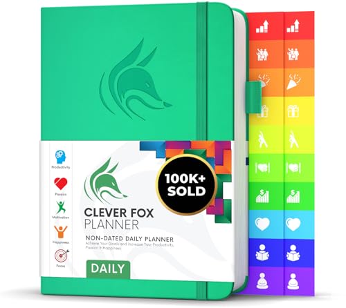 Clever Fox Tagesplaner - Bester Agenda & Tageskalender zur Steigerung deiner Produktivität, Zufriedenheit und Ziele - Persönlicher Tagesorganisator - A5, Undatiert - Smaragd (Englisch) von Clever Fox