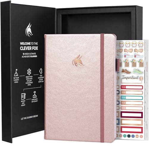 Clever Fox Ultimate Achiever's Goal Planner - 90-Tage-Journal Fokus & Produktivität. Täglich Wöchentlich Monatsplaner Organizer & Stundenplan-Notizbuch - undatiert, Größe A5 - Roségold von Clever Fox