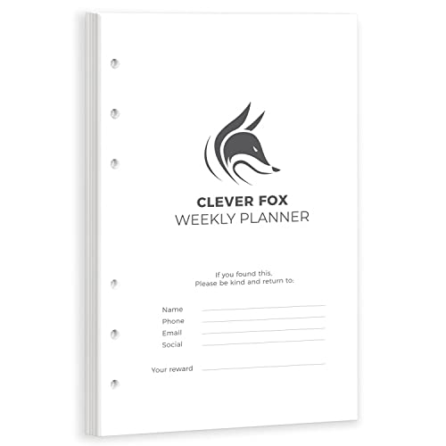 Clever Fox WochenRingbuchPlanerNachfüllpackung – Zieleinstellungsplaner für Zeitmanagement und wöchentliche Aufgaben – Arbeits und Lebensorganisator mit ToDoListe und Gewohnheitstracker – von Clever Fox