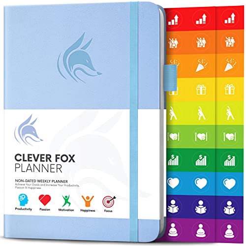 Der Clever Fox Planer - Kalender Notizbuch Organizer Tagebuch zur Steigerung von Produktivität, Motivation, Achtsamkeit, Glück, Erfolg und Zielerreichung, Undatiert, A5 - Immergrün von Clever Fox