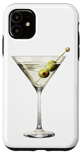 Hülle für iPhone 11 Martini-Glas Grüne Oliven Barkeeper Wodka Gin Cocktail Drink von Clever Witty Martini Designs
