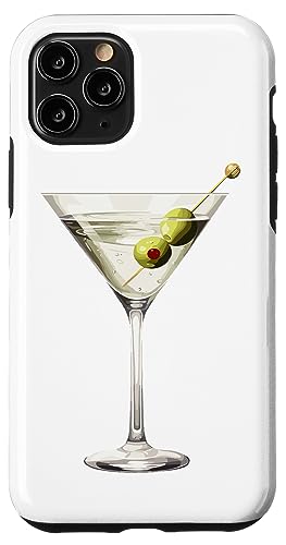 Hülle für iPhone 11 Pro Martini-Glas Grüne Oliven Barkeeper Wodka Gin Cocktail Drink von Clever Witty Martini Designs