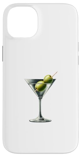 Hülle für iPhone 14 Plus Martini-Glas Grüne Oliven Barkeeper Wodka Gin Cocktail Drink von Clever Witty Martini Designs
