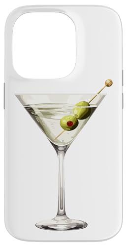 Hülle für iPhone 14 Pro Martini-Glas Grüne Oliven Barkeeper Wodka Gin Cocktail Drink von Clever Witty Martini Designs